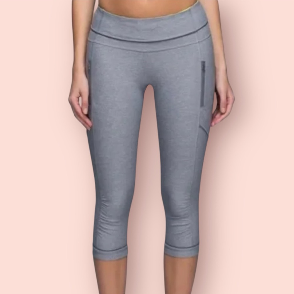 Lululemon Athletica Heather Gray Capri Leggings Waist 15in